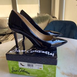 Sam Edelman Hazel Black Patent Leather Pointed Toe Pumps